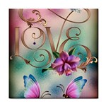Love Amour Butterfly Colors Flowers Text Face Towel