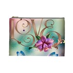 Love Amour Butterfly Colors Flowers Text Cosmetic Bag (Large)