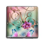 Love Amour Butterfly Colors Flowers Text Memory Card Reader (Square 5 Slot)