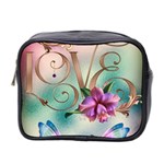 Love Amour Butterfly Colors Flowers Text Mini Toiletries Bag (Two Sides)