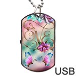 Love Amour Butterfly Colors Flowers Text Dog Tag USB Flash (Two Sides)