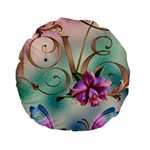 Love Amour Butterfly Colors Flowers Text Standard 15  Premium Round Cushions