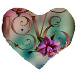 Love Amour Butterfly Colors Flowers Text Large 19  Premium Heart Shape Cushions