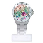 Love Amour Butterfly Colors Flowers Text Plastic Nurses Watch