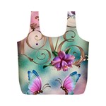 Love Amour Butterfly Colors Flowers Text Full Print Recycle Bag (M)