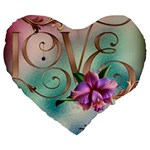 Love Amour Butterfly Colors Flowers Text Large 19  Premium Flano Heart Shape Cushions
