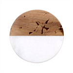 Love Amour Butterfly Colors Flowers Text Classic Marble Wood Coaster (Round) 