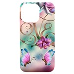 Love Amour Butterfly Colors Flowers Text iPhone 14 Pro Max Black UV Print Case