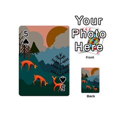 Roe Deer Animal Boho Bohemian Nature Playing Cards 54 Designs (Mini) from ZippyPress Front - Spade5