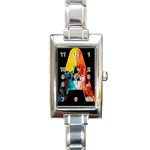 Bstract, Dark Background, Black, Typography,a Rectangle Italian Charm Watch