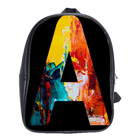 Bstract, Dark Background, Black, Typography,a School Bag (Large) from ZippyPress Front