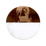 Bstract, Dark Background, Black, Typography,a Classic Marble Wood Coaster (Round) 