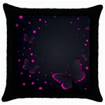 Butterflies, Abstract Design, Pink Black Throw Pillow Case (Black)