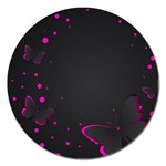 Butterflies, Abstract Design, Pink Black Magnet 5  (Round)