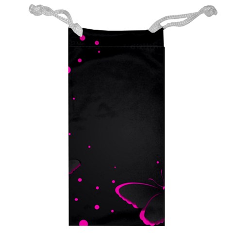 Butterflies, Abstract Design, Pink Black Jewelry Bag from ZippyPress Front