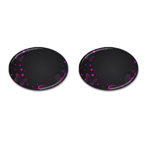 Butterflies, Abstract Design, Pink Black Cufflinks (Oval) from ZippyPress Front(Pair)