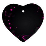 Butterflies, Abstract Design, Pink Black Heart Ornament (Two Sides)