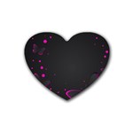Butterflies, Abstract Design, Pink Black Rubber Coaster (Heart)