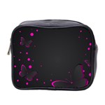 Butterflies, Abstract Design, Pink Black Mini Toiletries Bag (Two Sides)
