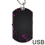 Butterflies, Abstract Design, Pink Black Dog Tag USB Flash (One Side)
