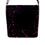 Butterflies, Abstract Design, Pink Black Flap Closure Messenger Bag (L)