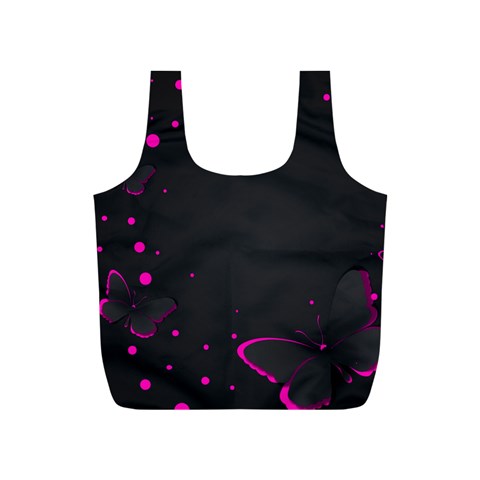 Butterflies, Abstract Design, Pink Black Full Print Recycle Bag (S) from ZippyPress Front