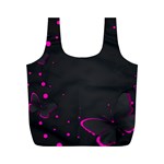 Butterflies, Abstract Design, Pink Black Full Print Recycle Bag (M)