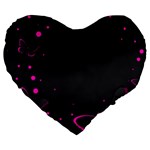 Butterflies, Abstract Design, Pink Black Large 19  Premium Flano Heart Shape Cushions