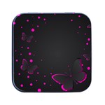 Butterflies, Abstract Design, Pink Black Square Metal Box (Black)