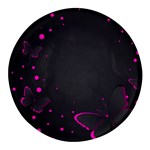 Butterflies, Abstract Design, Pink Black Round Glass Fridge Magnet (4 pack)