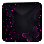 Butterflies, Abstract Design, Pink Black Square Glass Fridge Magnet (4 pack)