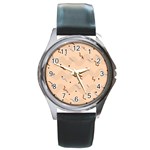 Lines Dots Pattern Abstract Art Round Metal Watch
