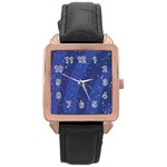 Texture Multicolour Ink Dip Flare Rose Gold Leather Watch 