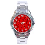Red Background Wallpaper Stainless Steel Analogue Watch
