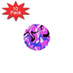 Swirl Pink White Blue Black 1  Mini Buttons (10 pack) 