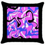 Swirl Pink White Blue Black Throw Pillow Case (Black)