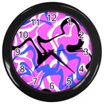 Swirl Pink White Blue Black Wall Clock (Black)