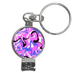 Swirl Pink White Blue Black Nail Clippers Key Chain