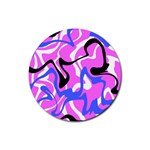 Swirl Pink White Blue Black Rubber Round Coaster (4 pack)