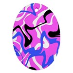 Swirl Pink White Blue Black Oval Ornament (Two Sides)
