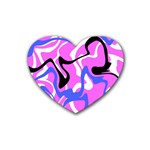 Swirl Pink White Blue Black Rubber Coaster (Heart)