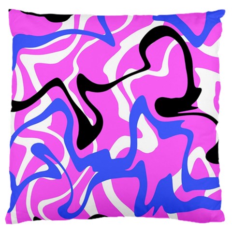 Swirl Pink White Blue Black Large Cushion Case (One Side) from ZippyPress Front