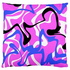 Swirl Pink White Blue Black Large Cushion Case (Two Sides) from ZippyPress Back