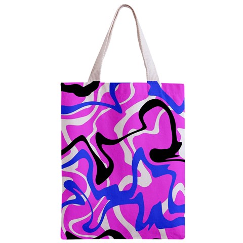 Swirl Pink White Blue Black Zipper Classic Tote Bag from ZippyPress Front