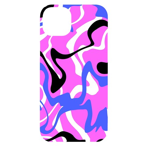 Swirl Pink White Blue Black iPhone 14 Plus Black UV Print Case from ZippyPress Front