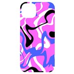 Swirl Pink White Blue Black iPhone 14 Plus Black UV Print Case