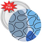 Boho Blue Deep Blue Artwork 3  Buttons (10 pack) 