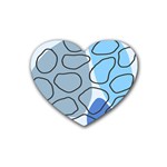 Boho Blue Deep Blue Artwork Rubber Heart Coaster (4 pack)