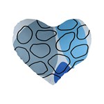 Boho Blue Deep Blue Artwork Standard 16  Premium Flano Heart Shape Cushions