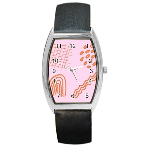 Elements Scribbles Wiggly Lines Retro Vintage Barrel Style Metal Watch from ZippyPress Front